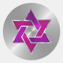 David bat mitzvah Rosa Lila Star på alla Färg Runt Klistermärke