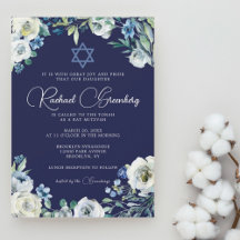 David Bat mitzvah Star av marinblå Blommigt