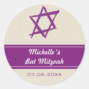 David Bat mitzvah Sticker, Brushed Runt Klistermärke