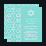 David Bat mitzvah Turquise & White Jewish Star Inbjudningar<br><div class="desc">Dessa inbjudningar kan anpassas till alla judiska heligor, inklusive Bat mitzvah, Pub Mitzvah, Bekräftelse, Bröllop etc. Lägg till anpassningsbarnas ordalydelse genom att använda avsnittet "Redigera den här designmallen" eller klicka på den blå "Anpassa den" om du vill ändra teckensnittet stil och färg eller lägga till ett foto eller extra på...</div>