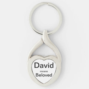 David betyder den älskade nyckelringen twisted heart silverfärgad nyckelring