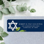 David Blommigt Adress Bat mitzvah stjärna i marinb Returadress Etikett<br><div class="desc">Var stolt, gladd och visa den här milstolpen av din favoritBat mitzvah med den här sofistikerade, personligens returadressetikett! En vit stjärna av David, vattenfärgen löv och modern serif-typ täcker över en marin blå bakgrund. Anpassa anpassningsbarna med ditt namn och adress. Garanterad att lägga till snyggt roligt till all korrespondens! Matchande...</div>