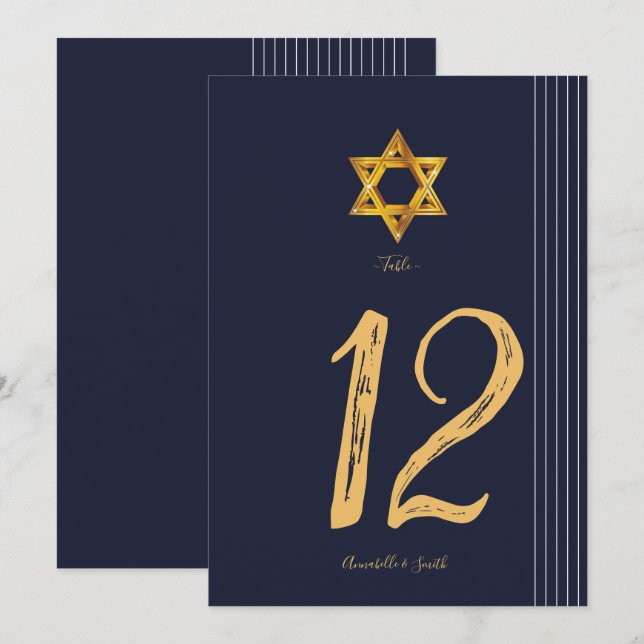 David bordsnummers marinstjärna och Golden Star Inbjudningar (Fram/baksida)