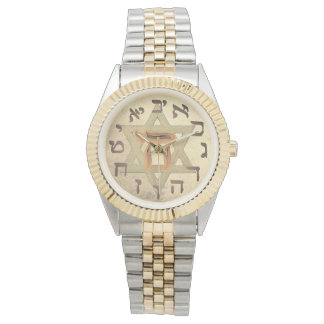 David Chai Hebrew Jewish Guld Manar stjärna Armbandsur