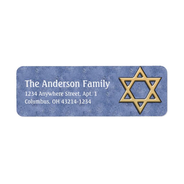 David Chanukah-Adressetiketternas stjärna d15 Returadress Etikett (Framsidan)