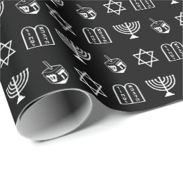 David Dreidel Menorah Torah Black Hanukkah Presentpapper