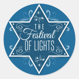 David Festival av Ljus Blue Hanukkah Runt Klistermärke