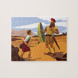 David Förbereder för att besegra Goliat med ett Sl Pussel