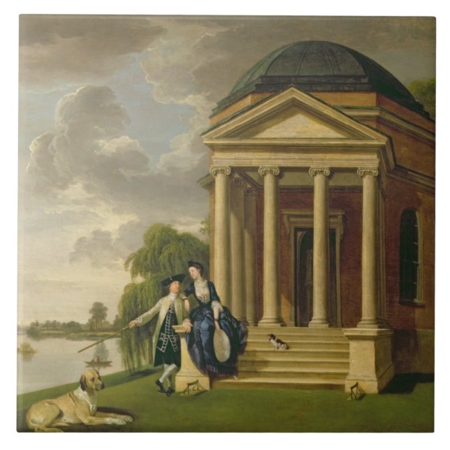 David Garrick (1717-79) och hans fru vid hans Kakelplatta (Framsidan)