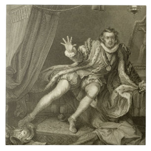 David Garrick (1717-79) som Richard III, agerar V Kakelplatta