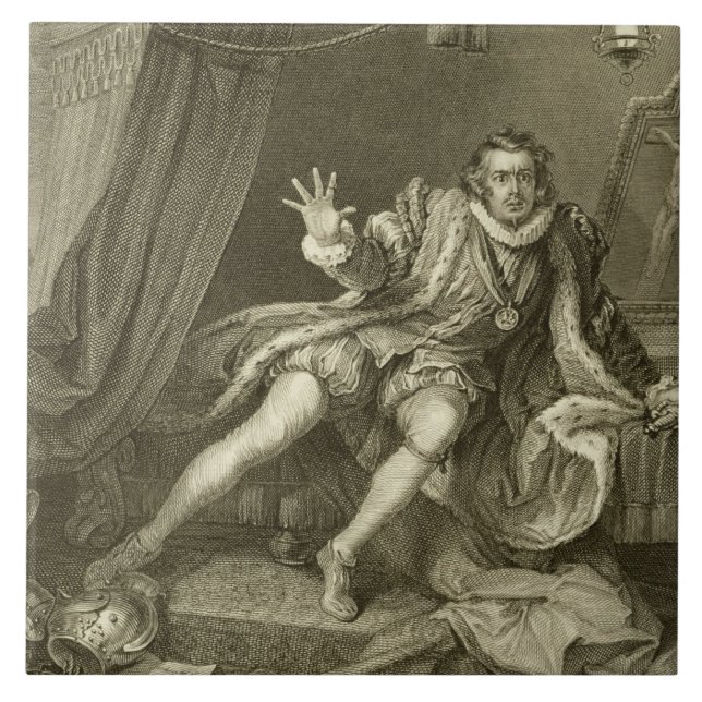 David Garrick (1717-79) som Richard III, agerar V Kakelplatta (Framsidan)