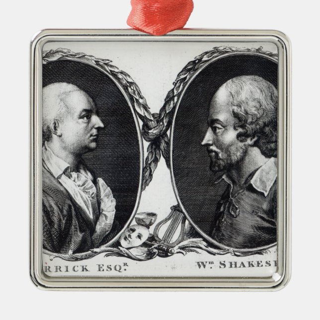 David Garrick och Shakespeare Julgransprydnad Metall (Framsidan)