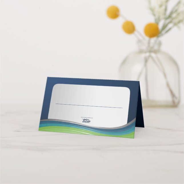 David Grönts stjärna och Blue Gradient Pub Mitzvah Placeringskort (Framsida)