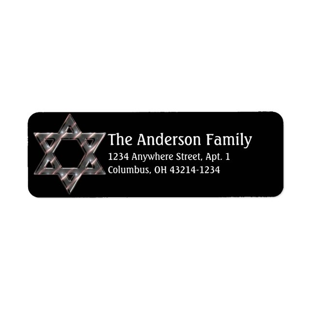 David Hanukkah Adressetiketters stjärna d8 Returadress Etikett (Framsidan)