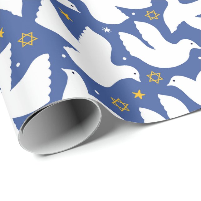 David Hanukkah, Blue Dove Star Presentpapper (Rullad Hörn)