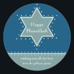David Hanukkah Gift Message Sticker stjärna Runt Klistermärke<br><div class="desc">Dagens bästa pris - 7 oktober,  2010 En David-stjärna som skisserats av vita prickar fungerar som ram för ert personliga budskap i helgdag. Vilket underbart Hanukkah-klistermärke till ställe på gåvor till ditt barns lärare,  brevbäraren,  doorman eller leveransmänniska. Finns i alternativ färg med motsvarande fotokort,  etiketter,  porto och mycket annat.</div>