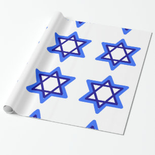 David Hanukkah Helgdag blå och vita stjärna Presentpapper
