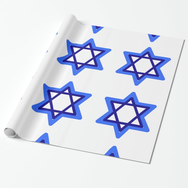 David Hanukkah Helgdag blå och vita stjärna Presentpapper (Utrullad)