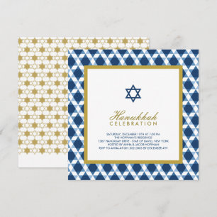 David Hanukkah-Julfestens blå och Guld-stjärna Inbjudningar