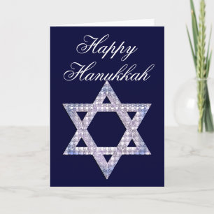 David Hanukkah-kort, blå 3-judisk stjärna Helgkort