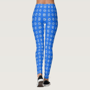 David Hanukkah Mönster Blue White Leggings