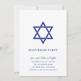 David Hanukkah Party: Blå och vit stjärna Inbjudningar