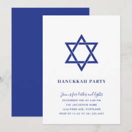 David Hanukkah Party: Blå och vit stjärna Inbjudningar