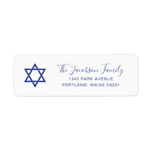 David Hanukkah-Returadressens blå stjärna Returadress Etikett