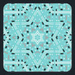 David Hanukkah Stickers stjärna Fyrkantigt Klistermärke<br><div class="desc">Snyggt akvariga Hanukkah-klistermärken med en abstrakt mandala Star av David mönster. Designad av Susan Silva.</div>