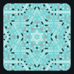 David Hanukkah Stickers stjärna Fyrkantigt Klistermärke<br><div class="desc">Snyggt akvariga Hanukkah-klistermärken med en abstrakt mandala Star av David mönster. Designad av Susan Silva.</div>