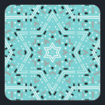 David Hanukkah Stickers stjärna Fyrkantigt Klistermärke<br><div class="desc">Snyggt akvariga Hanukkah-klistermärken med en abstrakt mandala Star av David mönster. Designad av Susan Silva.</div>