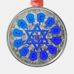 David Hanukkahs blå och Silver stjärna Julgransprydnad Metall