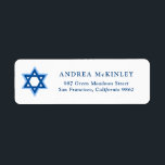 David Hanukkahs blå stjärna Returadress Etikett<br><div class="desc">Ett festive anpassade Hanukkah helgdag-adressetikett. Den har en vattenfärgad illustration av en blå magen David,  David stjärna. Anpassa genom att lägga till namn och adress.</div>