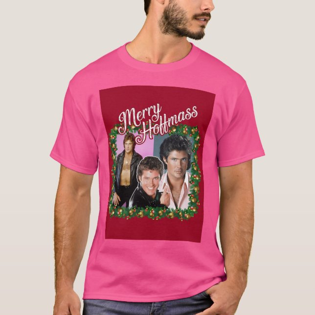 David Hasselhoff Lycklig jul T Shirt (Framsida)