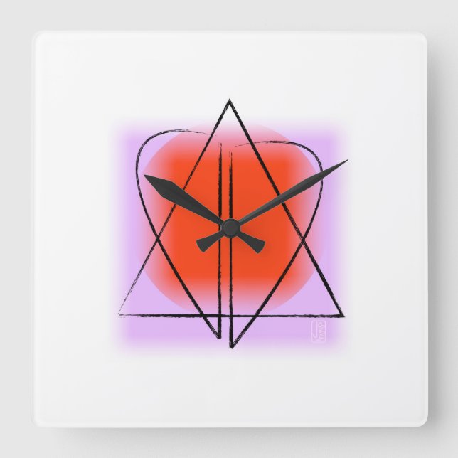 David/Heart Wall Clock-stjärnan Fyrkantig Klocka (Framsida)