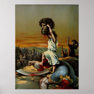 David hissar huvudet på Goliat Poster