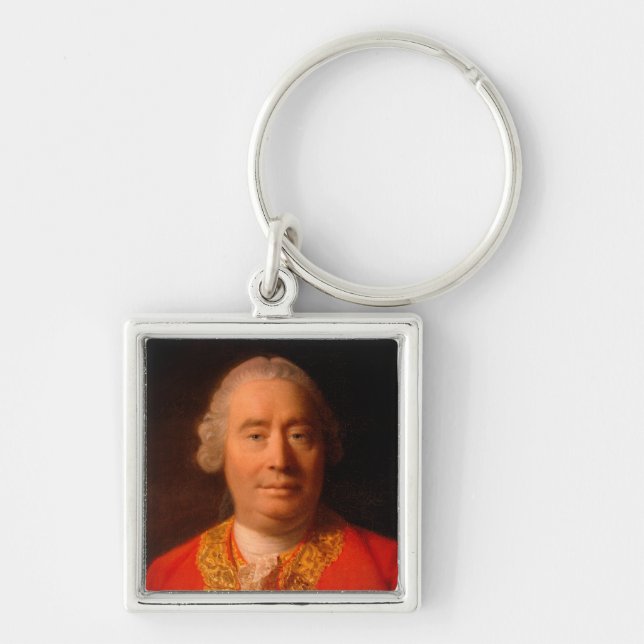 David Hume (1766 Allan Ramsay porträtt) Fyrkantig Silverfärgad Nyckelring (Framsidan)