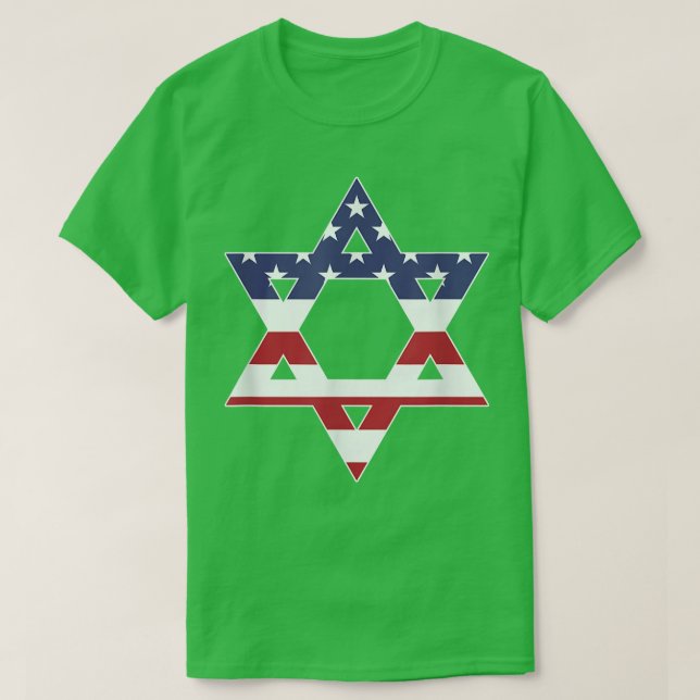 David Jewish Hanukkah, amerikansk Flagga T Shirt (Design framsida)