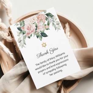 David Jewish Rosa Blommigt Funeral Tack Kort