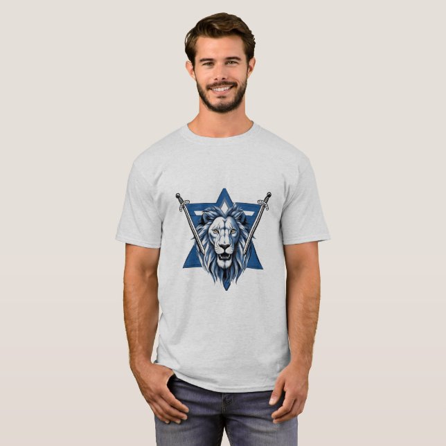 David lejon stjärna med järn svärd t shirt (Hel framsida)