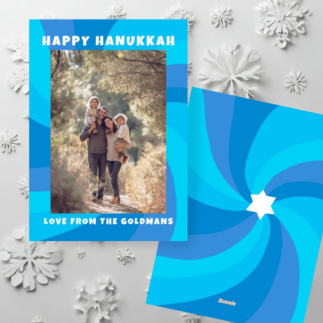 David LYCKLIG HANUKKAH-ANPASSNINGSBARNAS moderna S Julkort (Modern Swirl Star of David HAPPY HANUKKAH CUSTOM Holiday Card
)