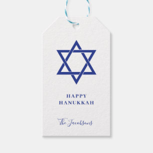 David Lycklig Hanukkah: Blå och vit stjärna Presentetikett