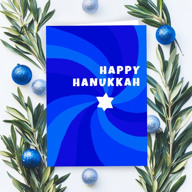 David LYCKLIG HANUKKAH HELGDAG moderna Swirls stjä Kort (Modern Swirl Star of David HAPPY HANUKKAH HOLIDAY Card
)