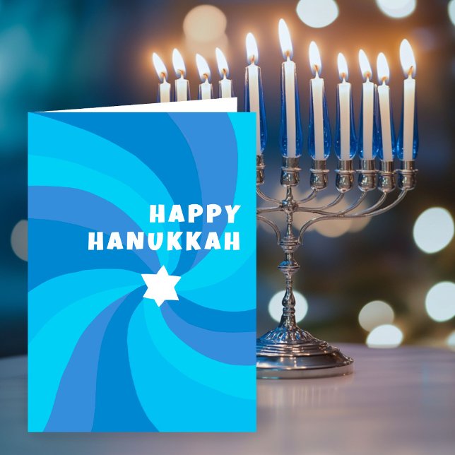 David LYCKLIG HANUKKAH HELGDAG moderna Swirls stjä Kort (Modern Swirl Star of David HAPPY HANUKKAH HOLIDAY Card
)