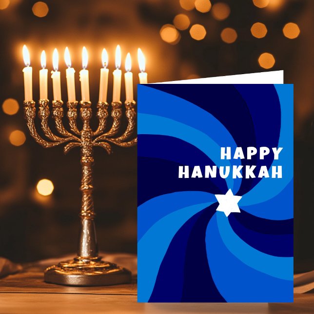David LYCKLIG HANUKKAH HELGDAG moderna Swirls stjä Kort (Modern Swirl Star of David HAPPY HANUKKAH HOLIDAY Card
)