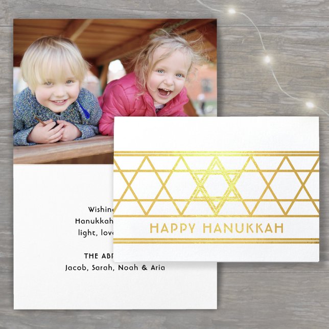 David Lycklig Hanukkah Modern Simple 1 Photo Folierat Kort (Skapare uppladdad)