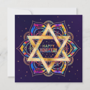 David Mandala Lycklig Hanukkahs färgstarka stjärna Kort