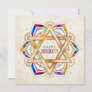 David Mandala Lycklig Hanukkahs färgstarka stjärna Kort