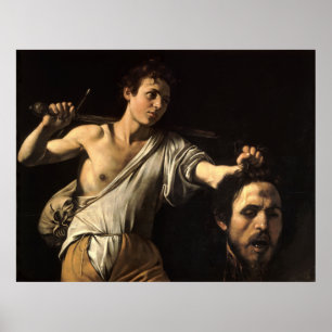 David med chefen för Goliath, Caravaggio Poster