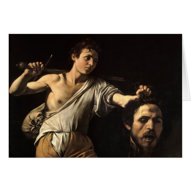 David med huvudet av Goliath, Caravaggio Hälsningskort (Framsidan Horizontal)